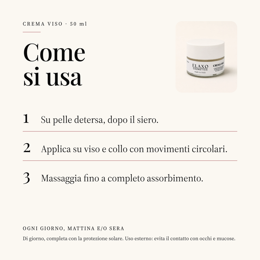 Come si usa la Crema Viso PDRN ELAXO: su viso e collo, su pelle detersa, dopo il siero