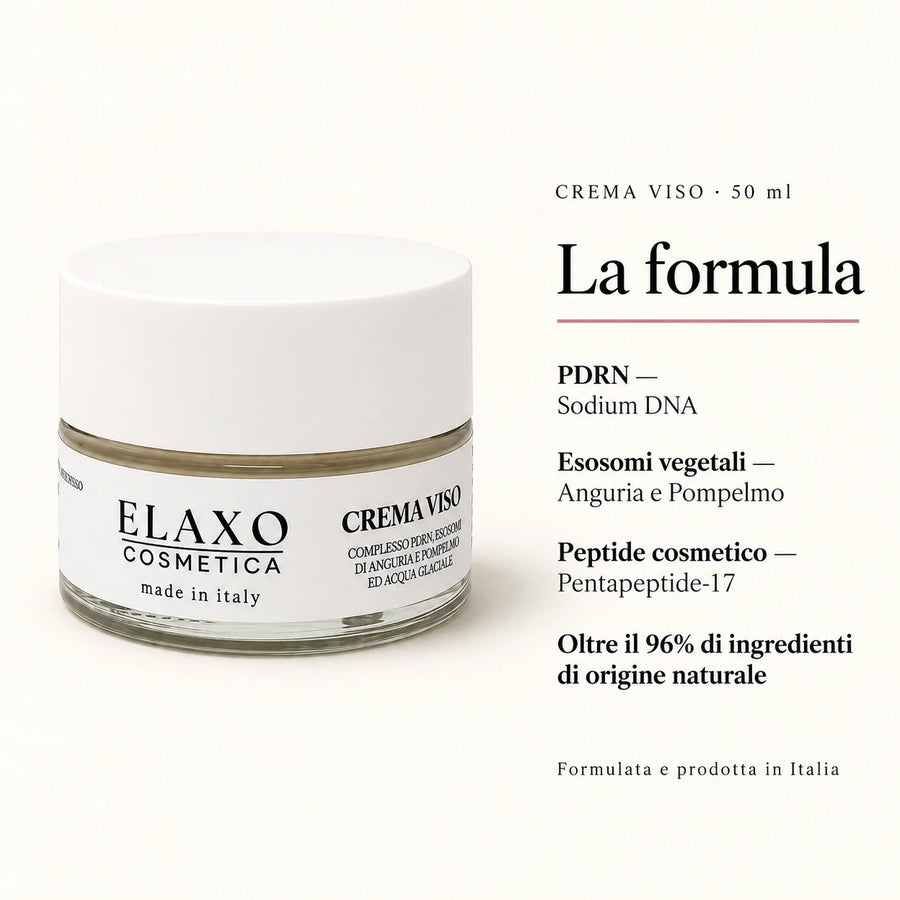 Formula Crema Viso ELAXO con PDRN, esosomi di anguria e pompelmo e Pentapeptide-17