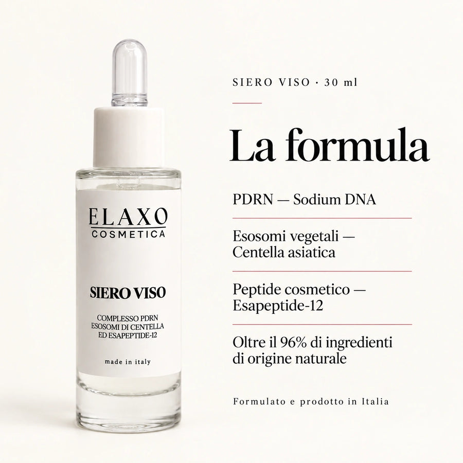 Formula Siero Viso ELAXO con PDRN, esosomi di Centella asiatica ed Esapeptide-12